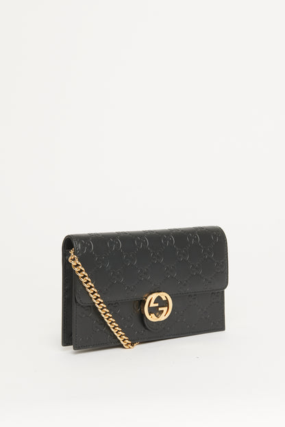 Black Guccissima Icon Chain Preonwed Wallet