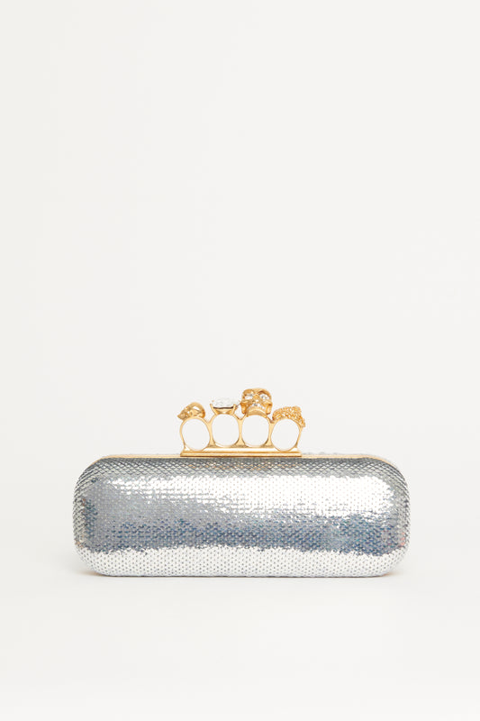 Charcoal Sequin Preowned Clutch Bag