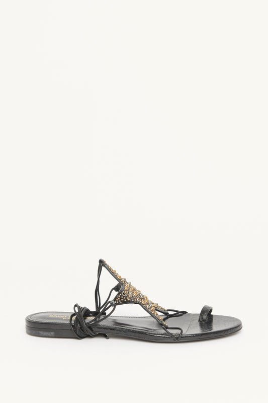 Black Studded Star Dust Preowned Sandals