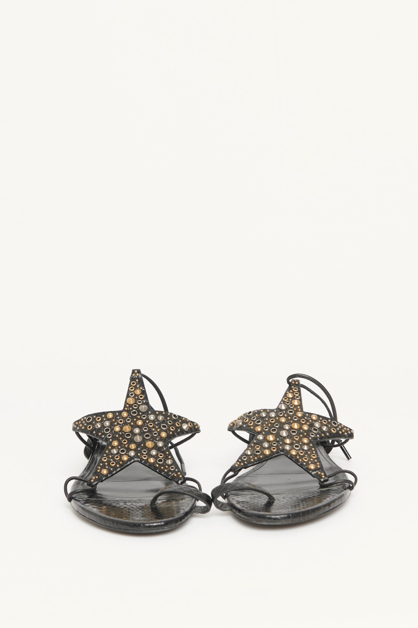 Black Studded Star Dust Preowned Sandals