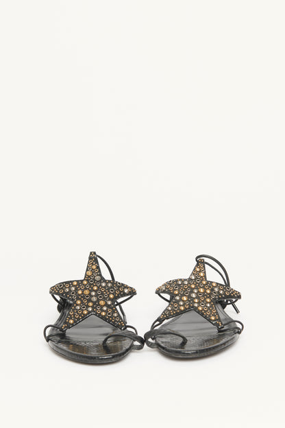 Black Studded Star Dust Preowned Sandals