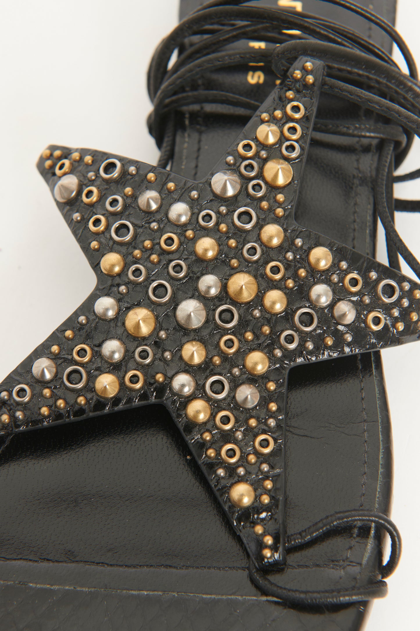 Black Studded Star Dust Preowned Sandals