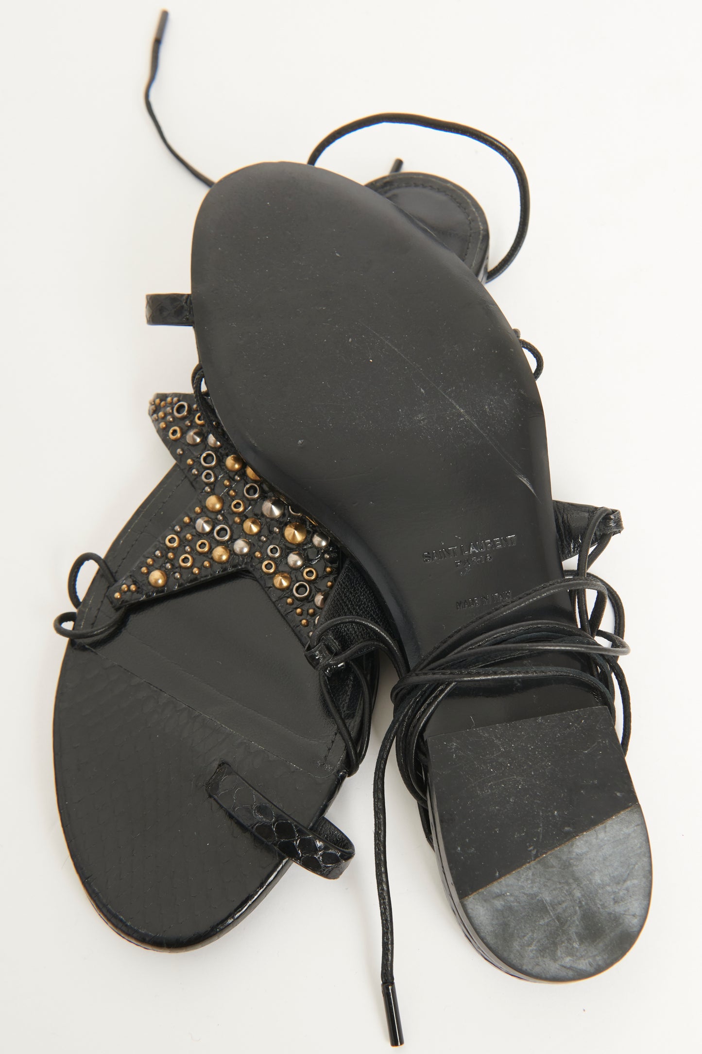 Black Studded Star Dust Preowned Sandals