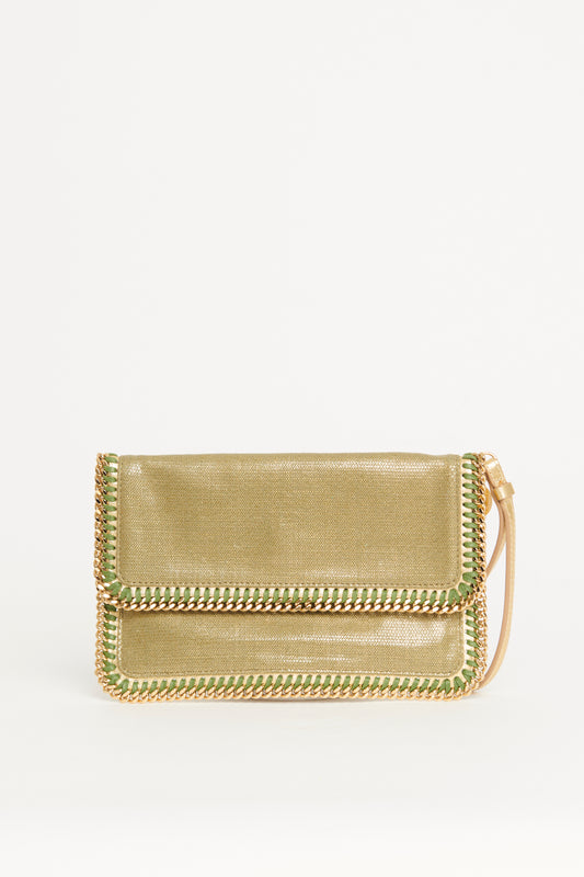 Falabella Gold Woven Preowned Clutch Bag