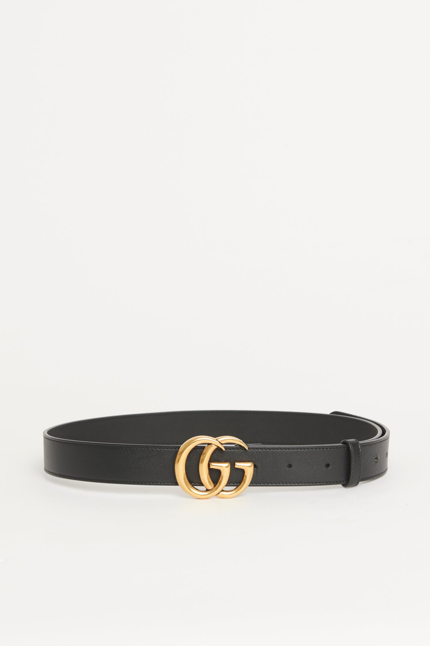 Black Leather Marmont Preowned Thin Belt