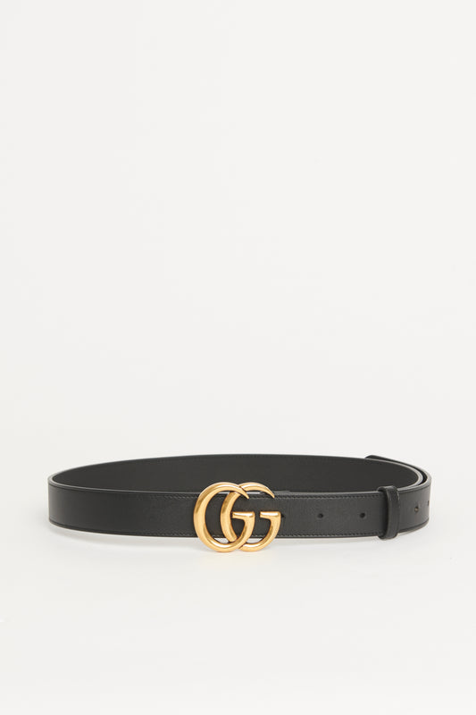 Black Leather Marmont Preowned Thin Belt