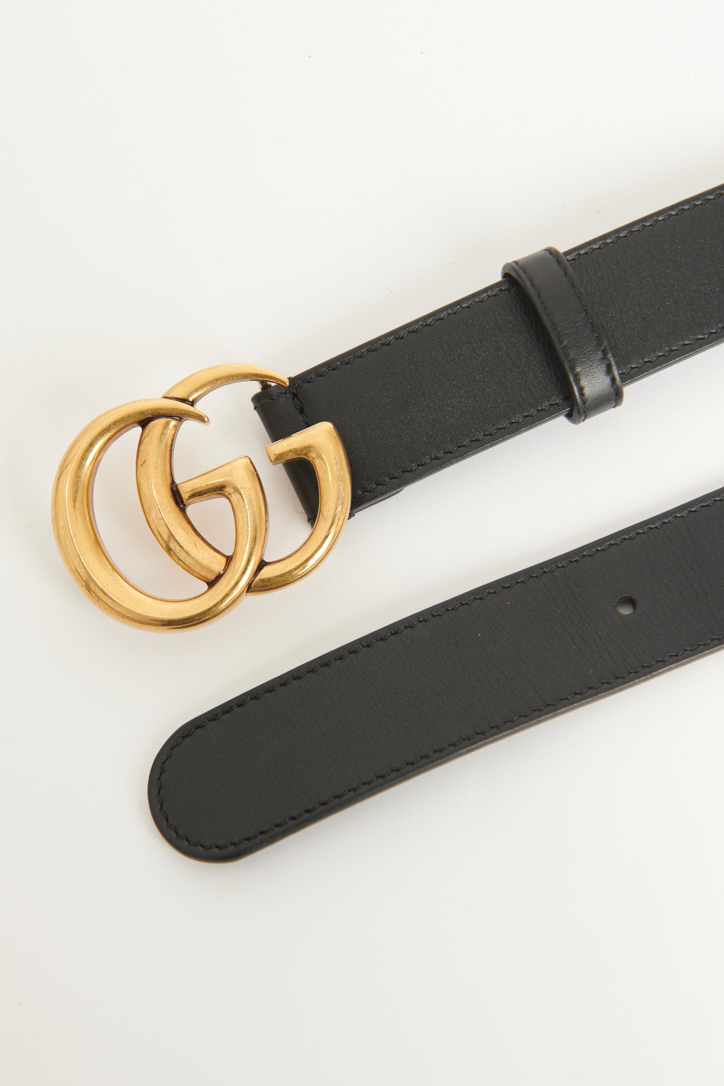 Black Leather Marmont Preowned Thin Belt