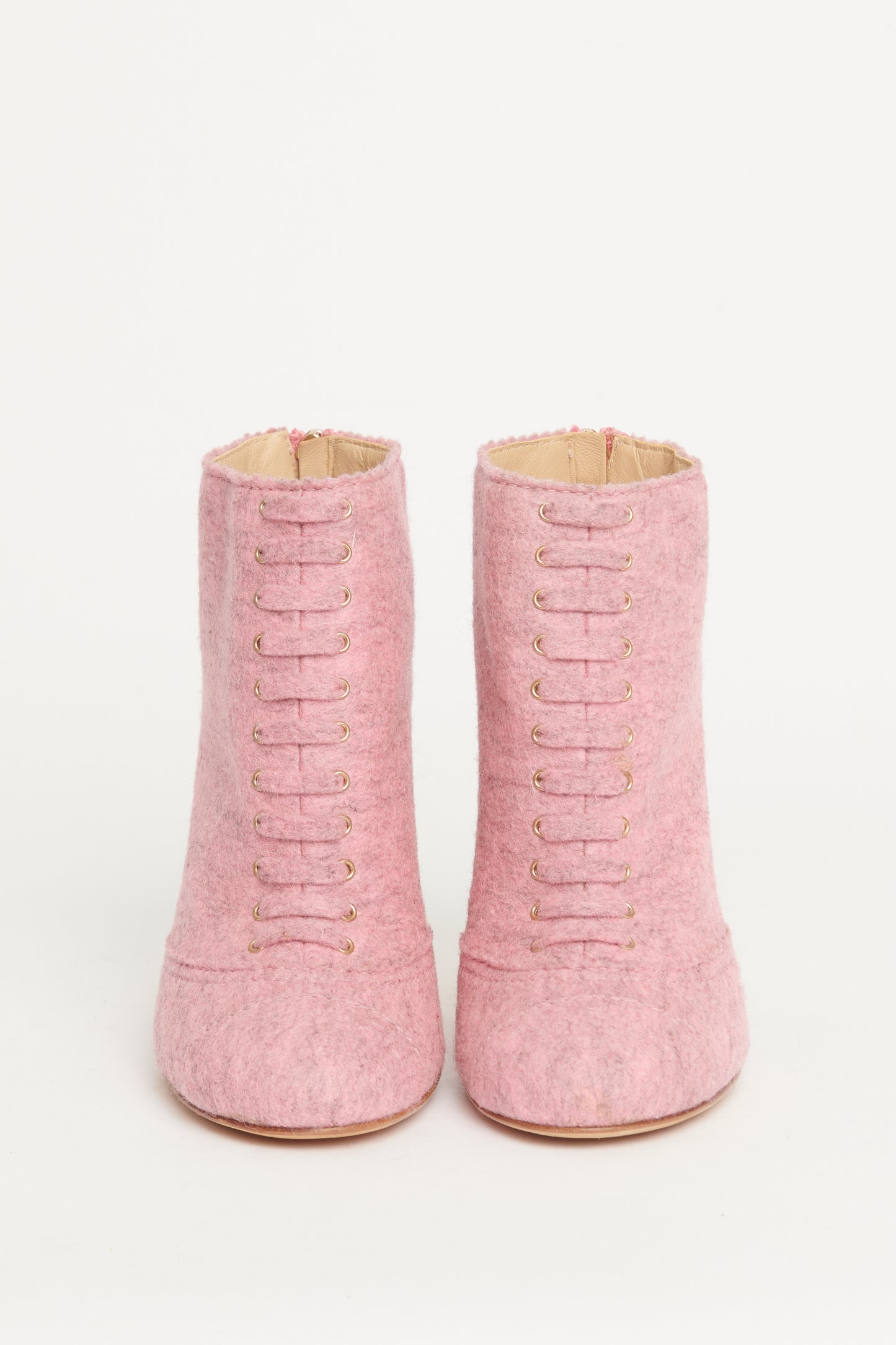 2015 Pink Felt Preowned Ankle Boots