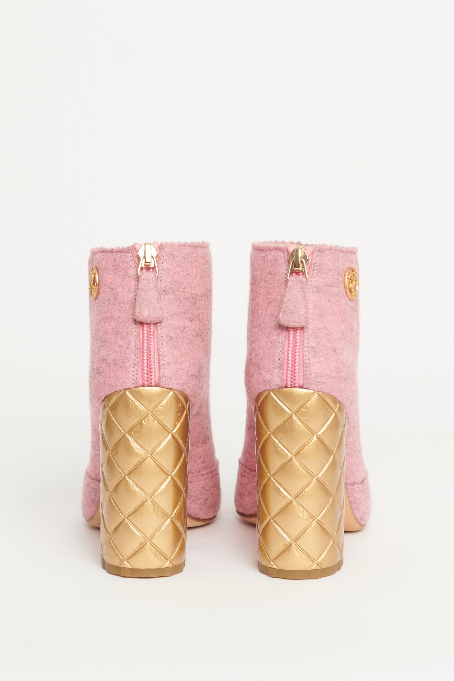 2015 Pink Felt Preowned Ankle Boots