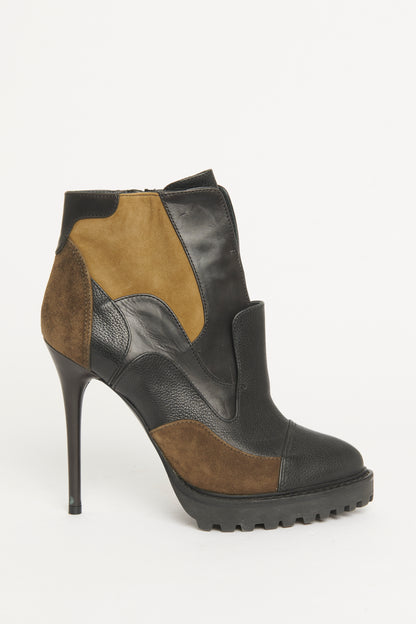 Leather and Suede Panelled Preowned Ankle Boots