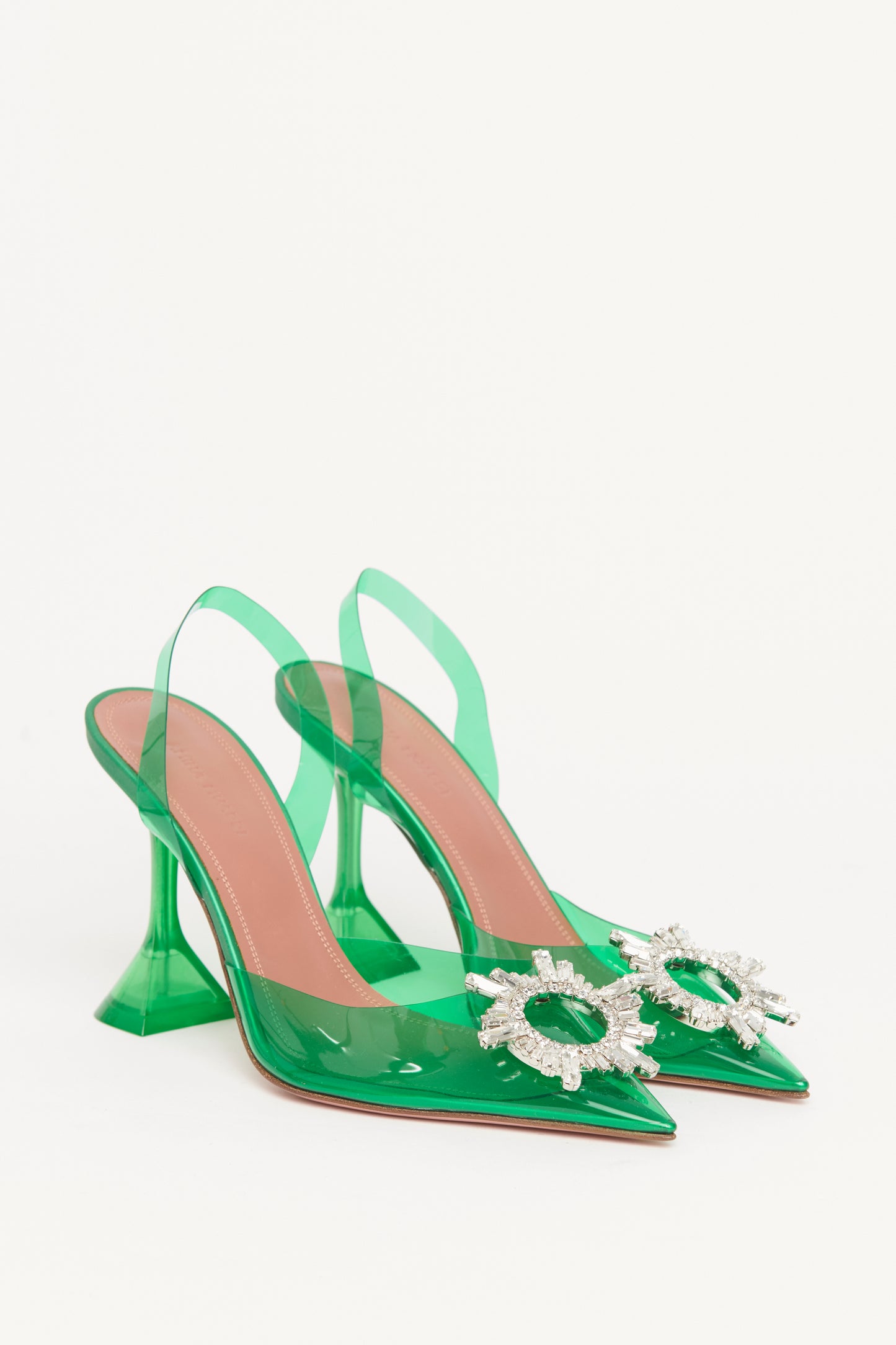 Green PVC preowned Begum Crystal Slingback Pumps