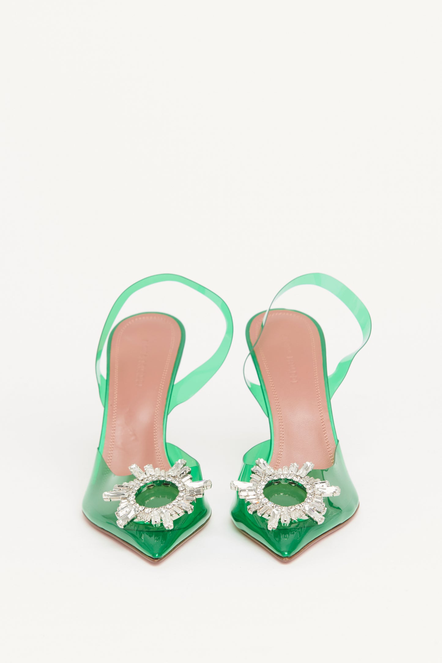 Green PVC preowned Begum Crystal Slingback Pumps