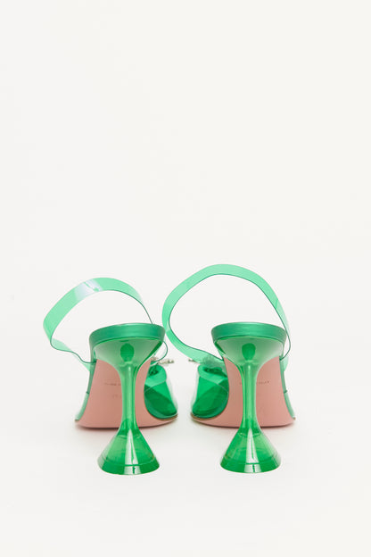 Green PVC preowned Begum Crystal Slingback Pumps