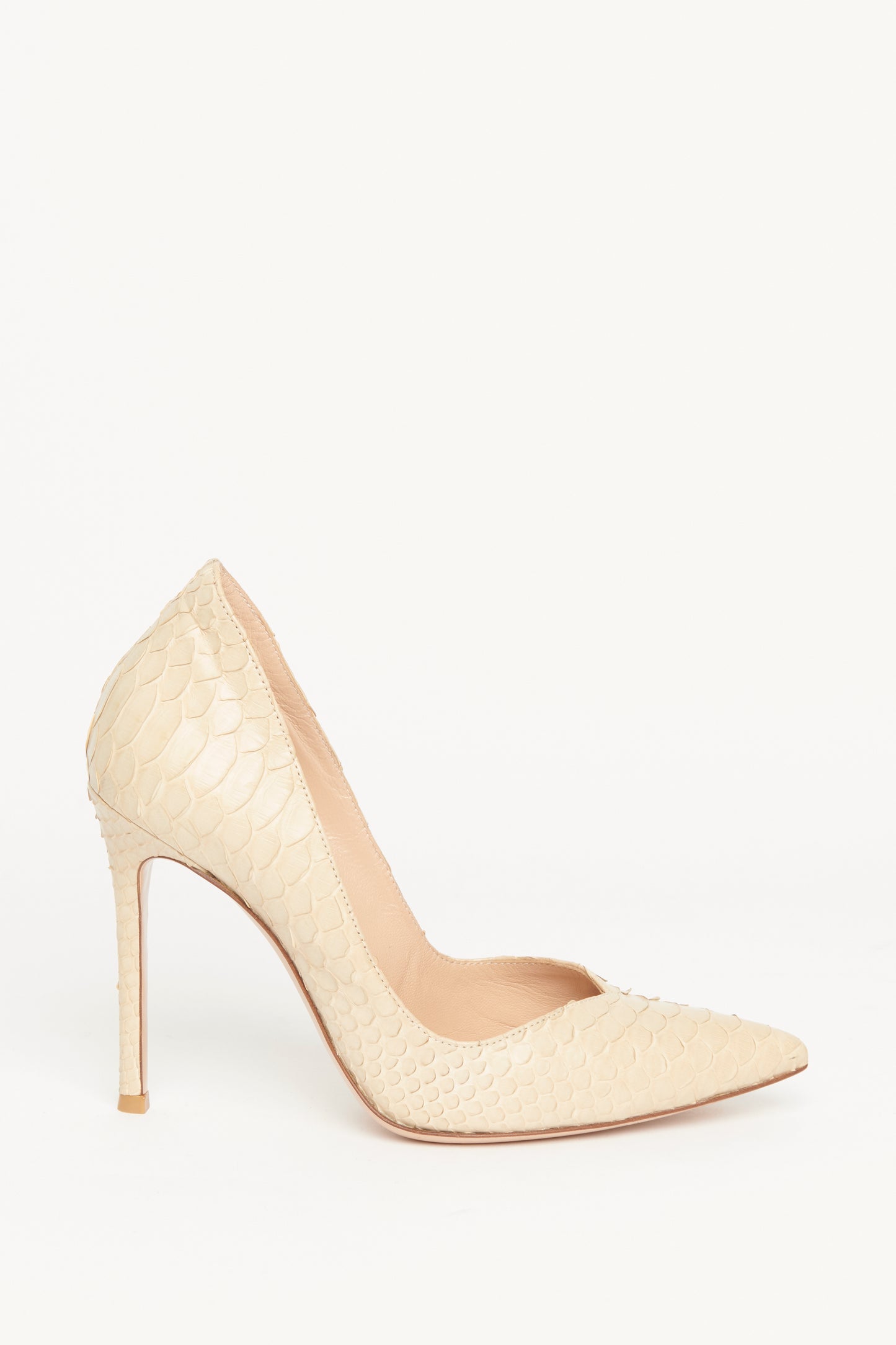 Beige Python Preowned Pointed Toe Pumps