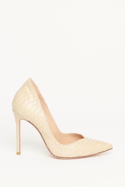 Beige Python Preowned Pointed Toe Pumps