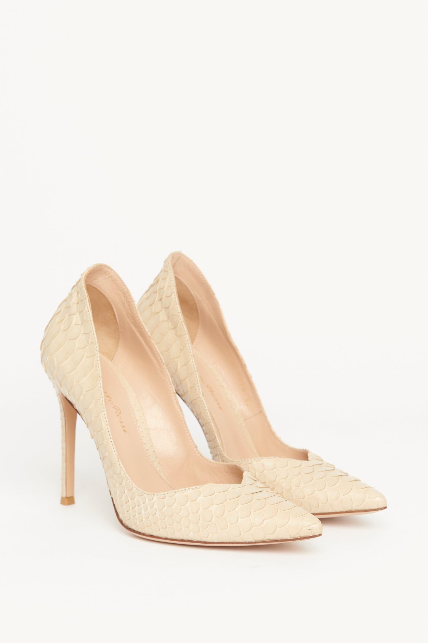 Beige Python Preowned Pointed Toe Pumps