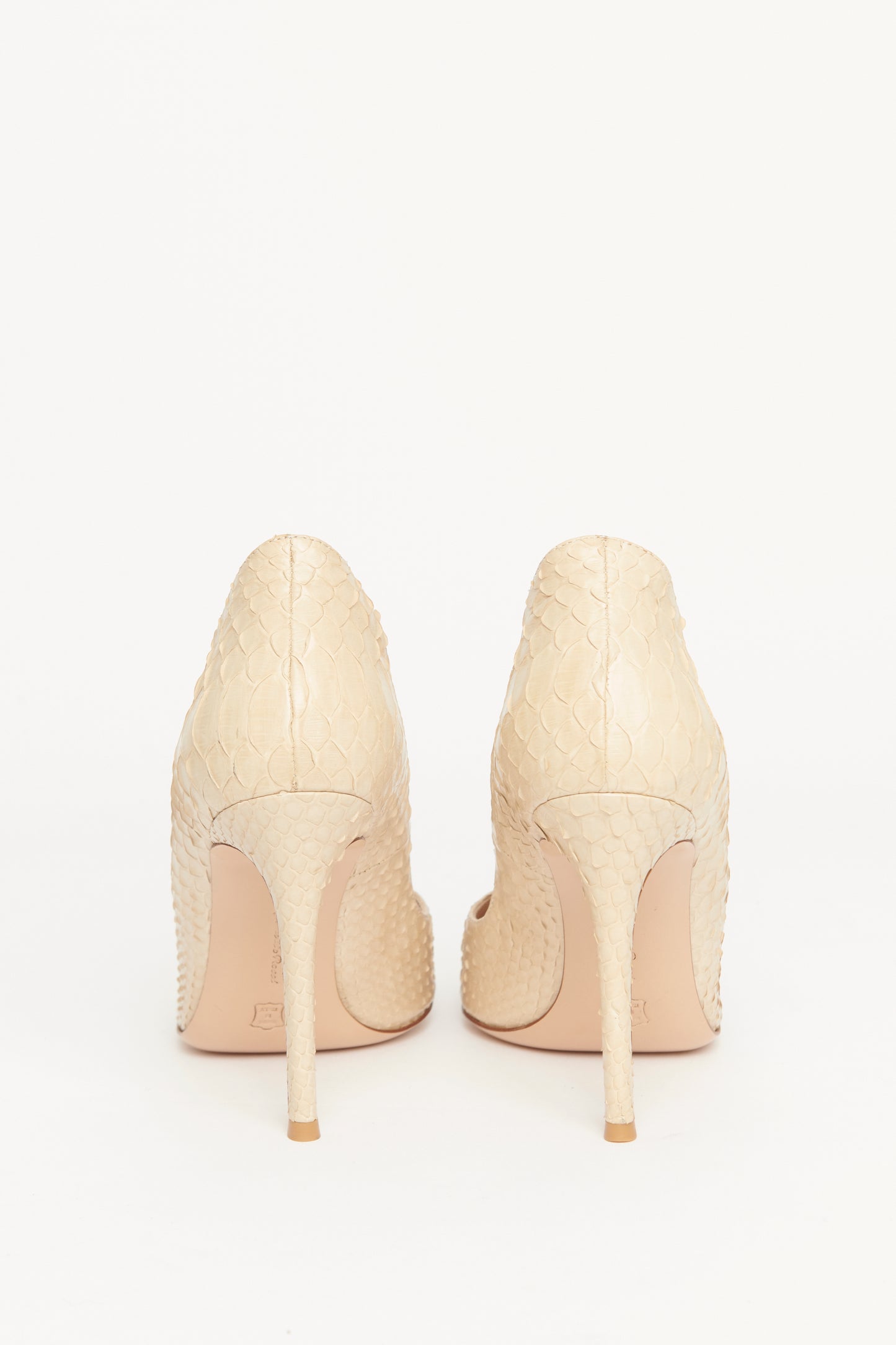 Beige Python Preowned Pointed Toe Pumps