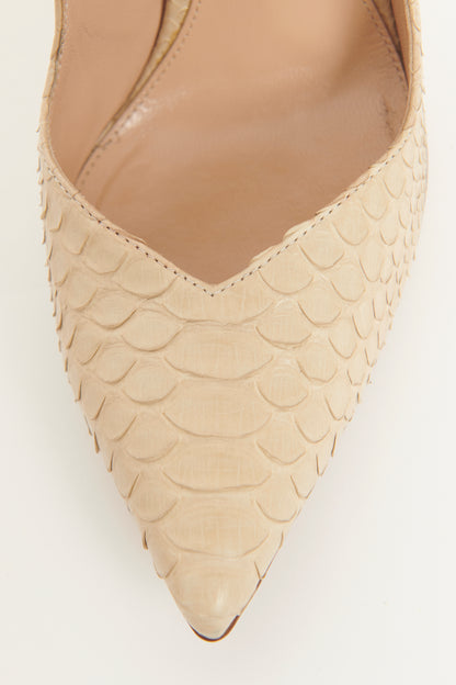 Beige Python Preowned Pointed Toe Pumps