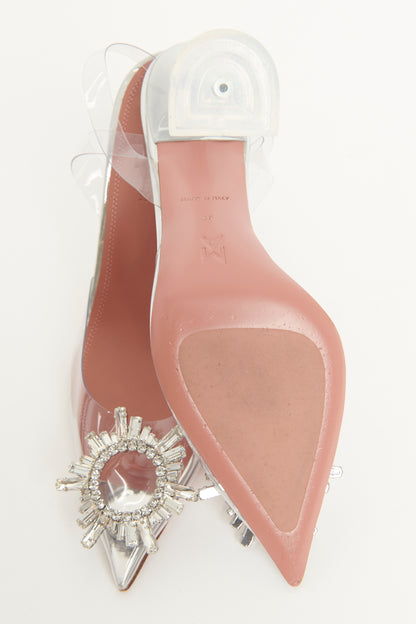 Clear PVC preowned Begum Crystal Slingback Pumps