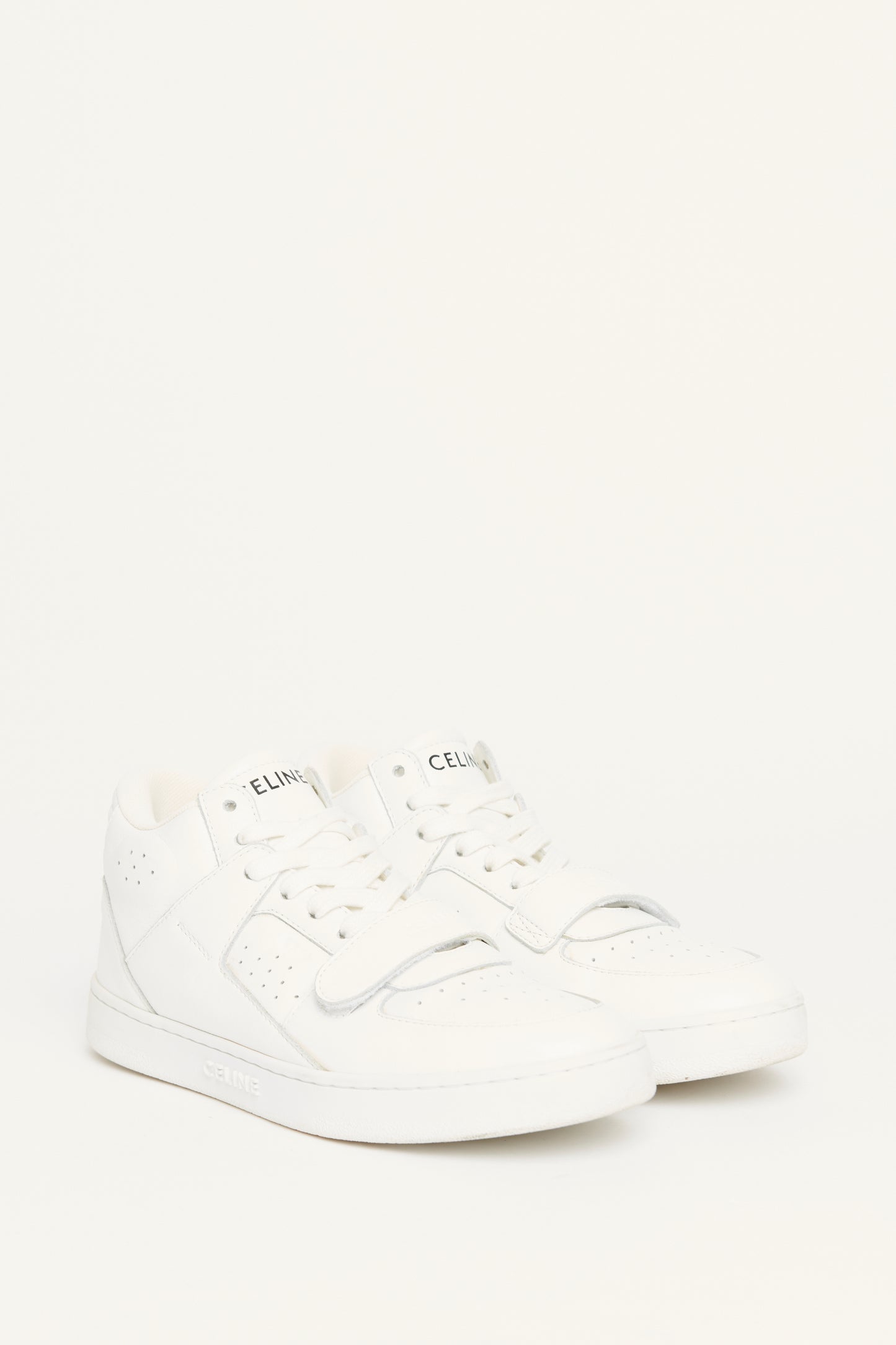 White Leather Preowned CT-02 High Top Sneakers