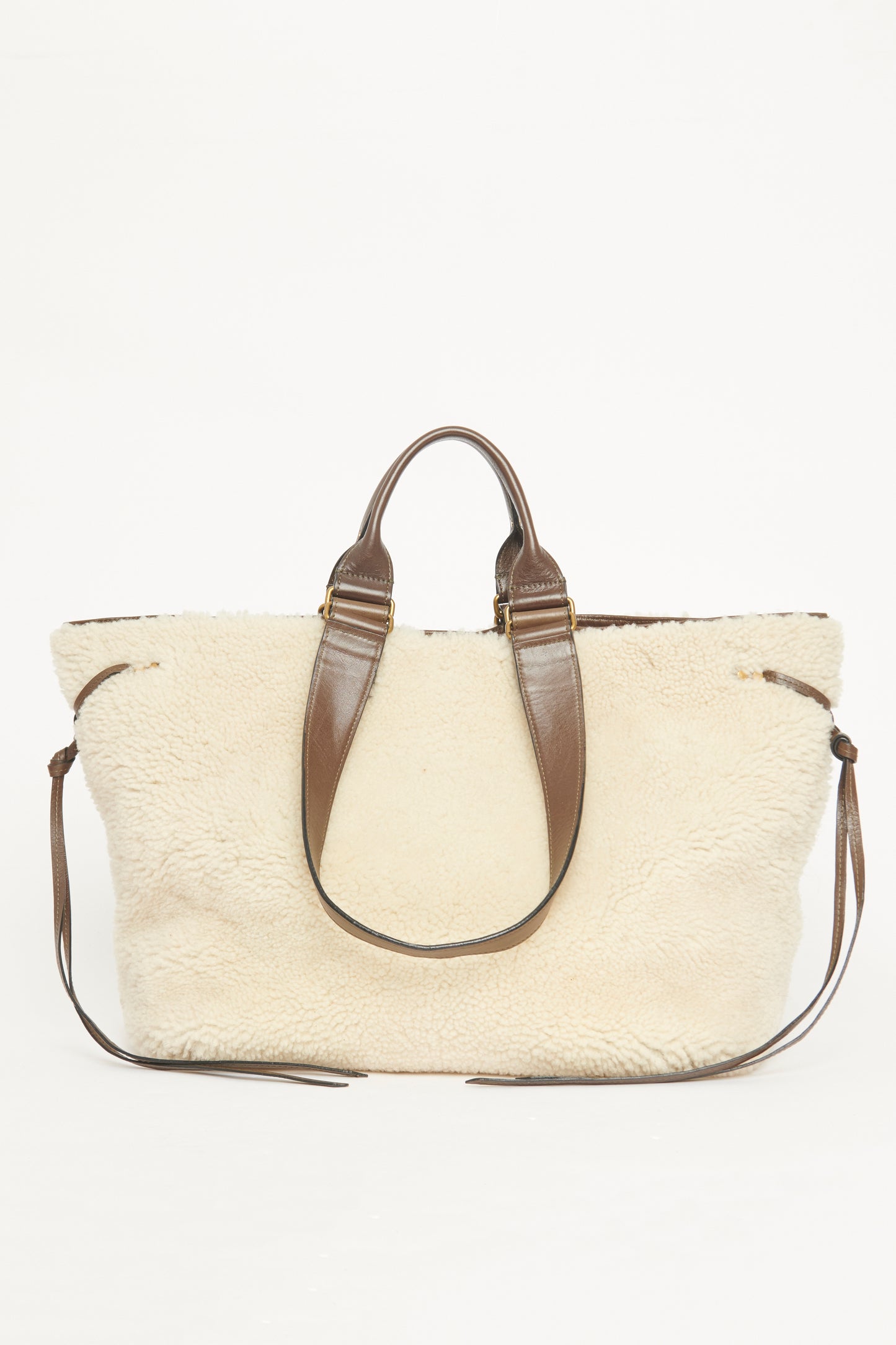 Cream Wardy Shearling Preowned Tote Bag