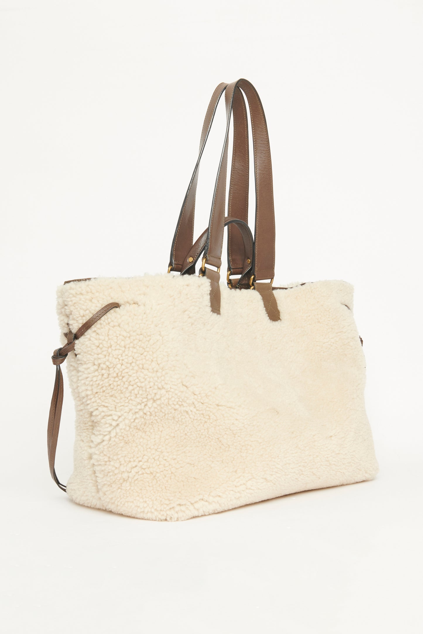 Cream Wardy Shearling Preowned Tote Bag