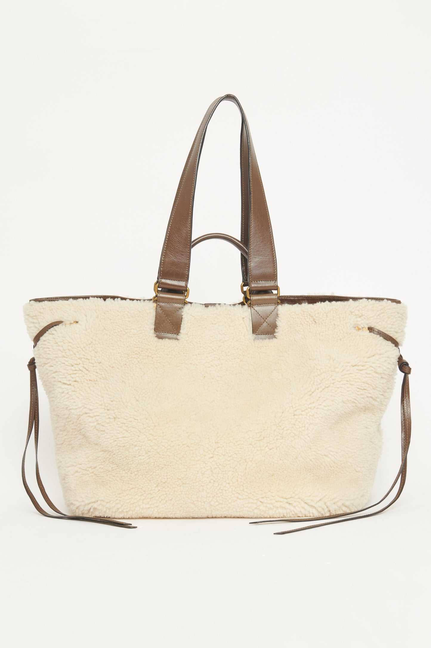 Cream Wardy Shearling Preowned Tote Bag