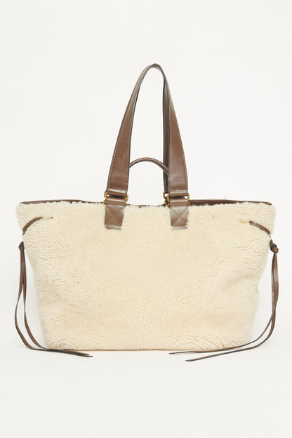 Cream Wardy Shearling Preowned Tote Bag