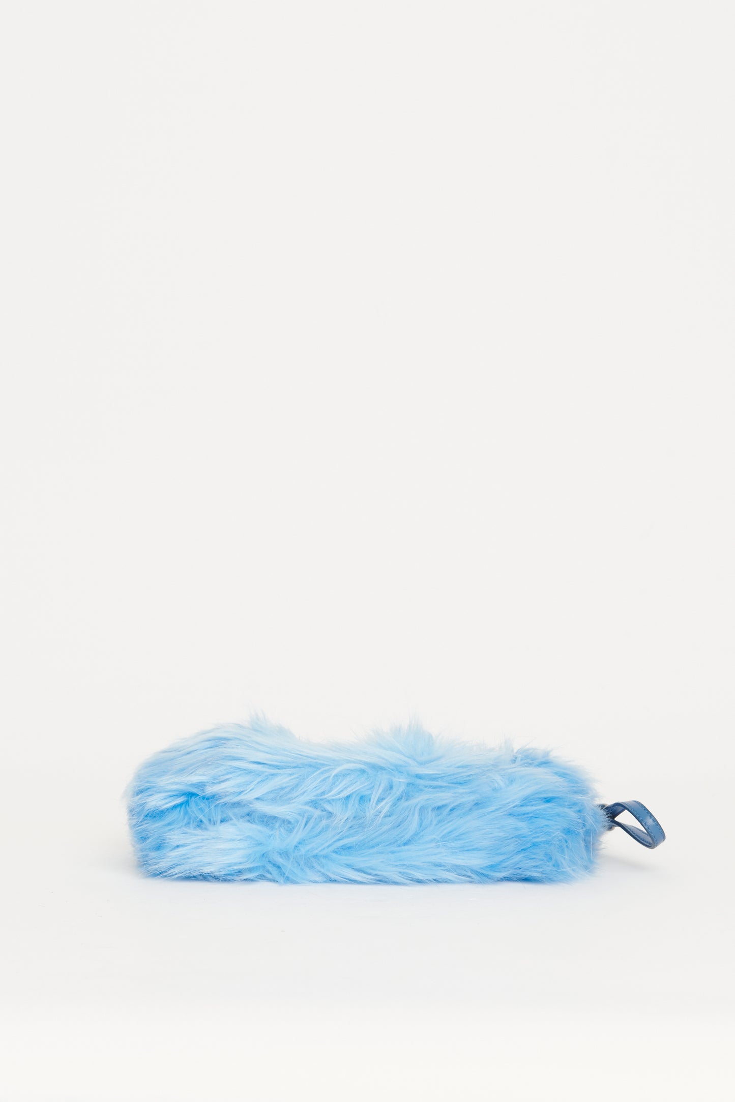 Sky Blue Faux Fur Preowned Wristlet Clutch