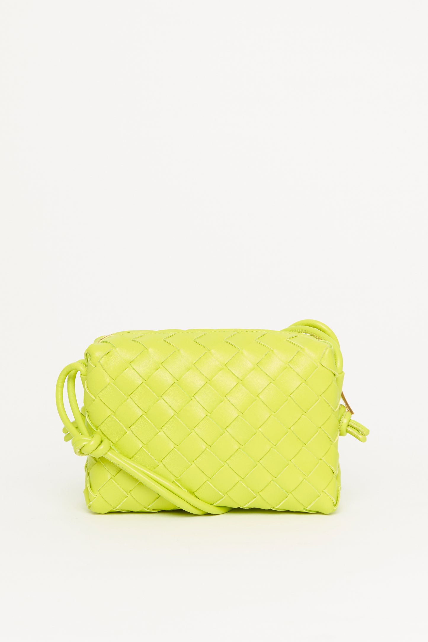 Acid Kiwi Nappa Preowned Mini Loop Intrecciato Crossbody Bag