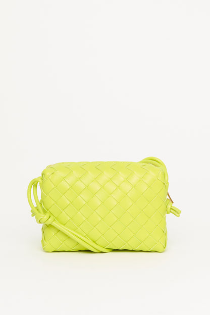 Acid Kiwi Nappa Preowned Mini Loop Intrecciato Crossbody Bag