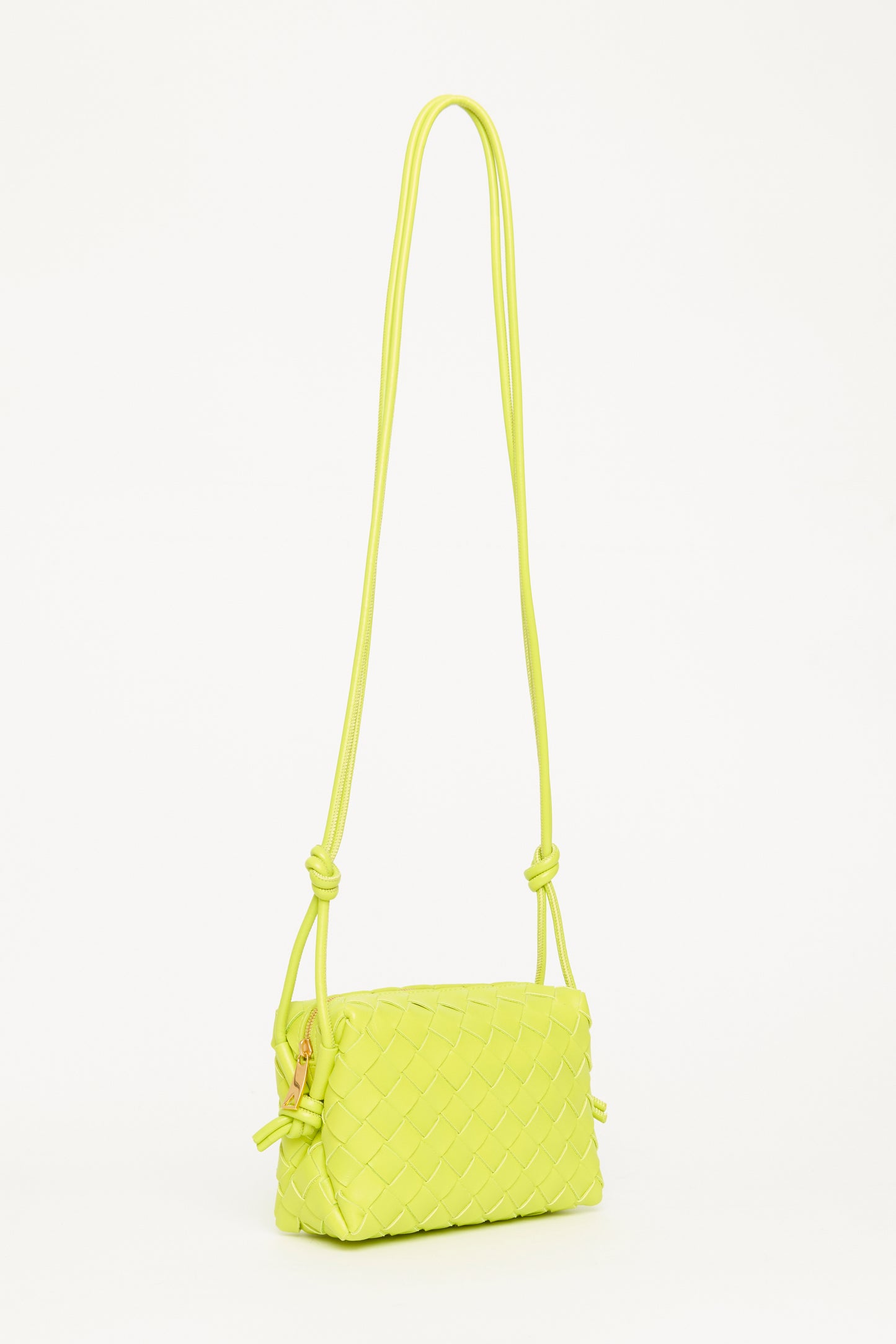 Acid Kiwi Nappa Preowned Mini Loop Intrecciato Crossbody Bag