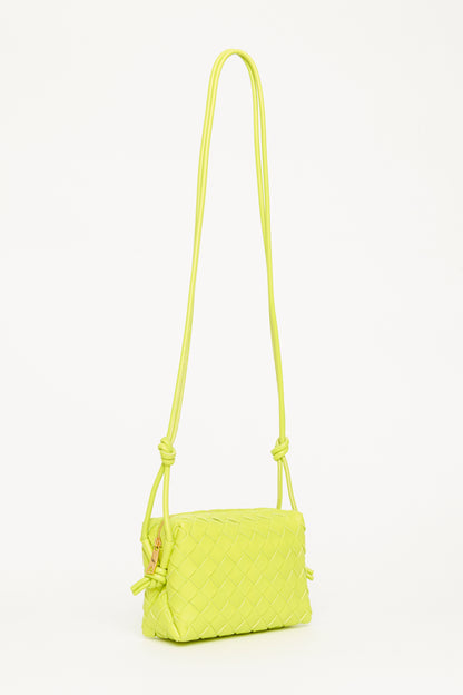 Acid Kiwi Nappa Preowned Mini Loop Intrecciato Crossbody Bag