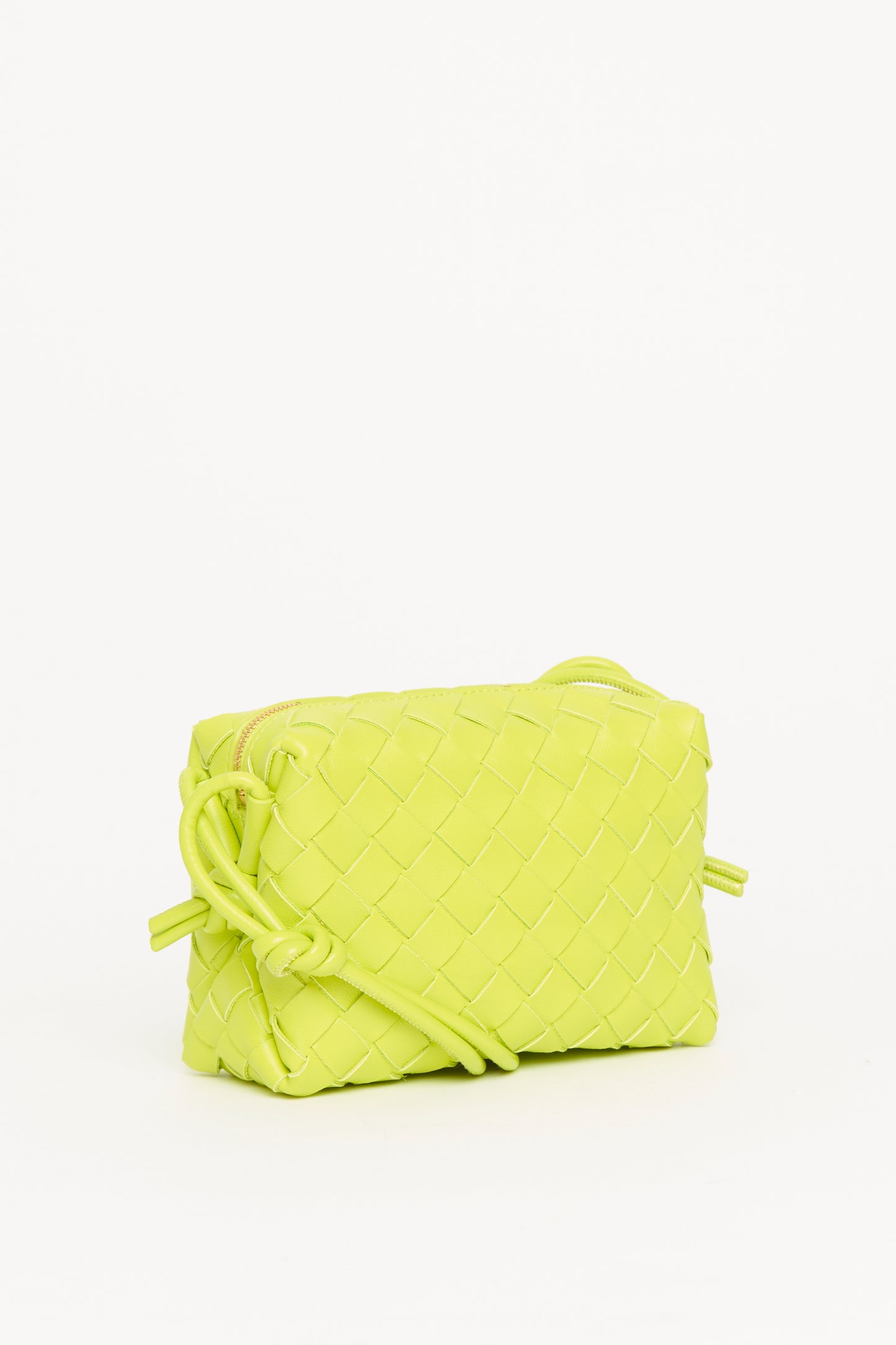 Acid Kiwi Nappa Preowned Mini Loop Intrecciato Crossbody Bag