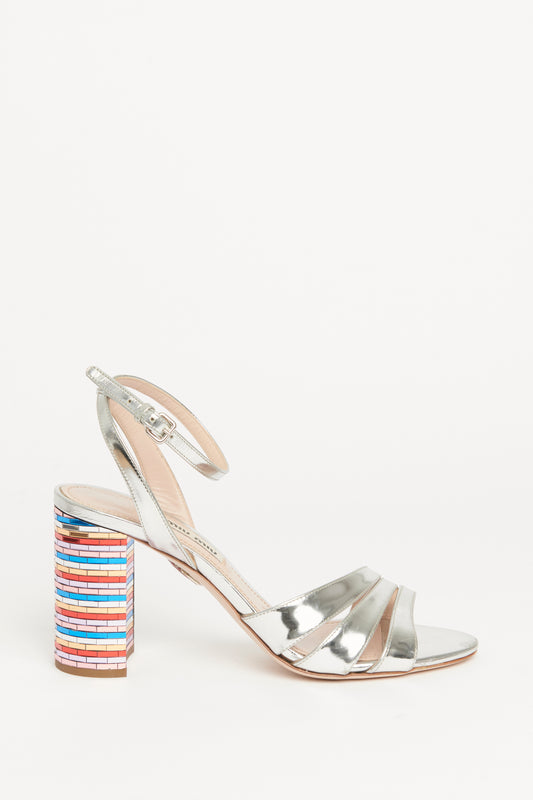 Silver Leather Rainbow Preowned Heels