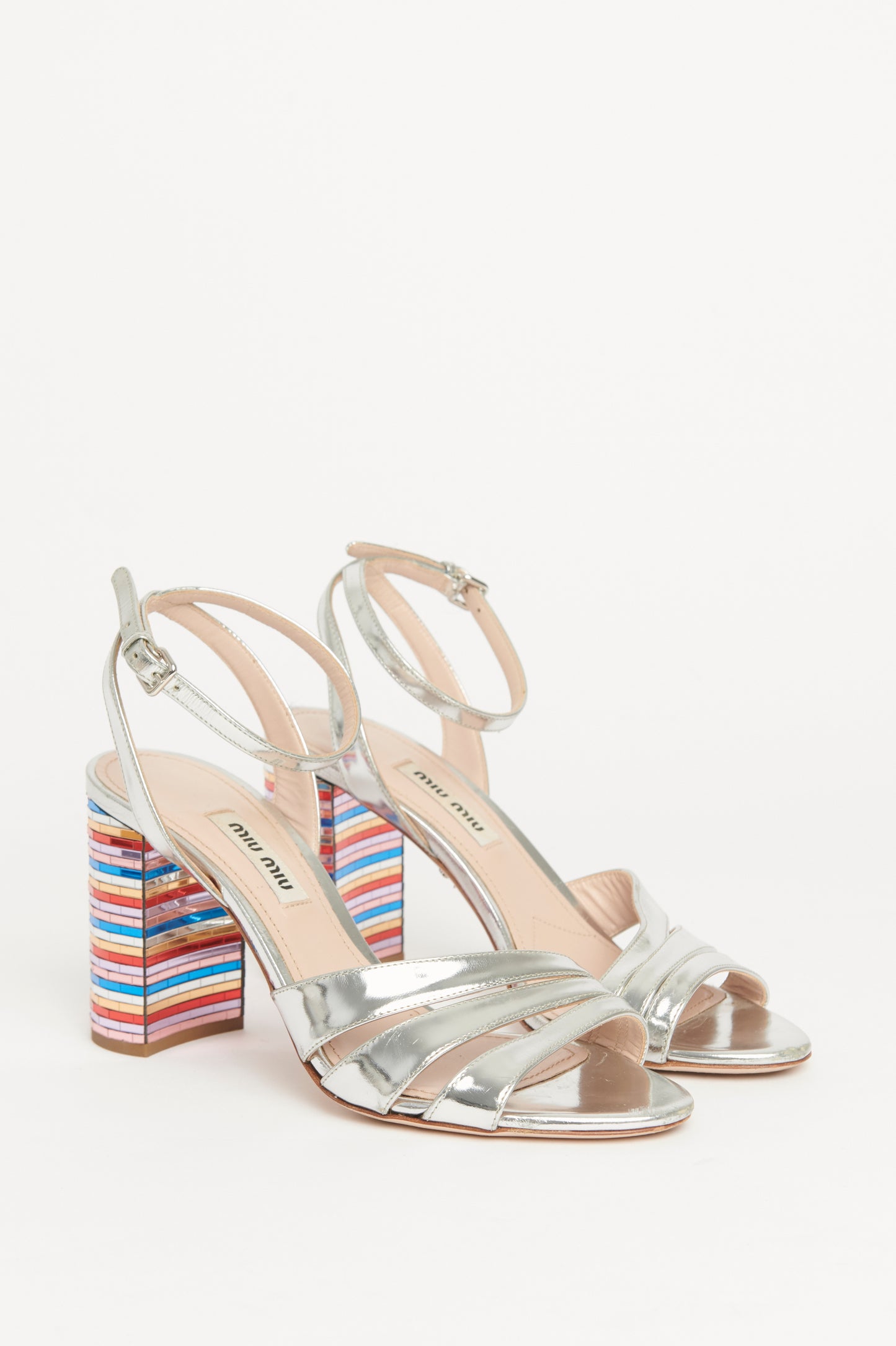 Silver Leather Rainbow Preowned Heels