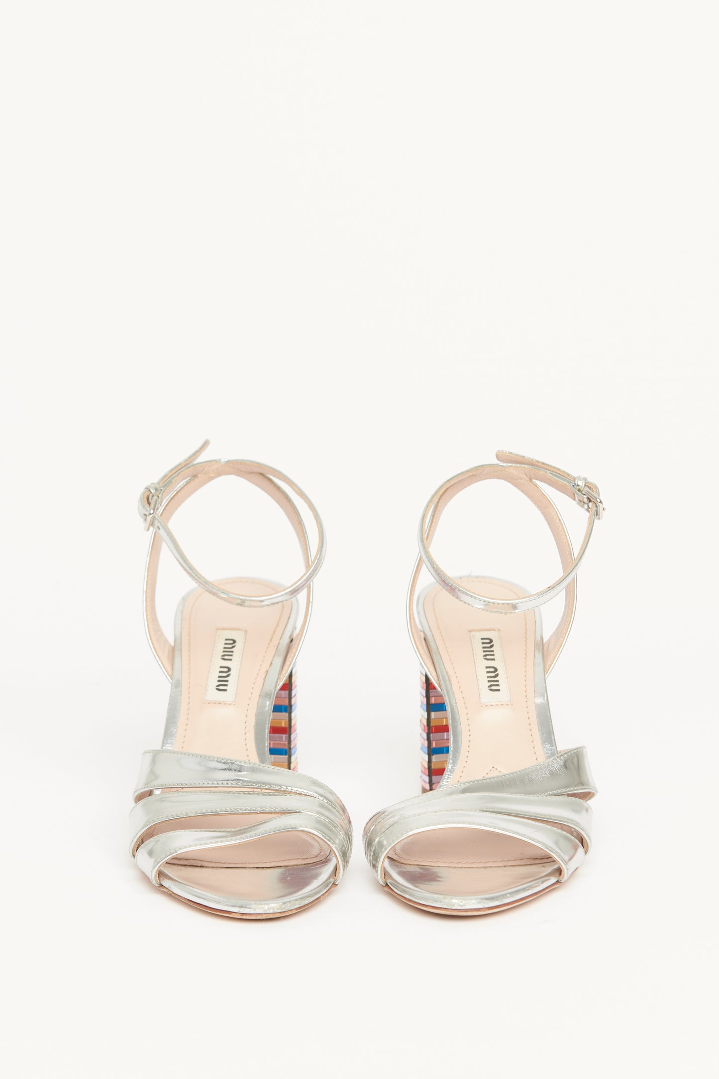 Silver Leather Rainbow Preowned Heels