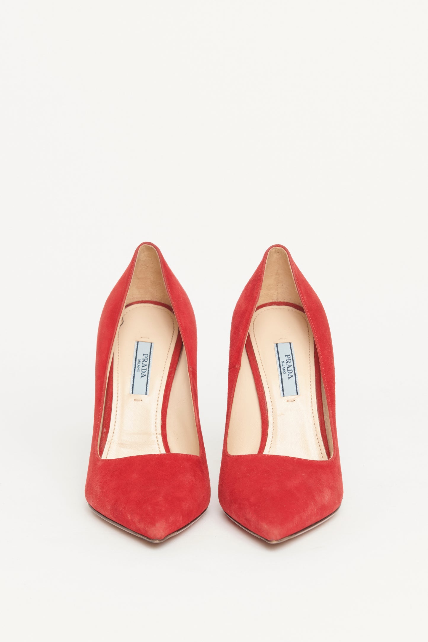 Red Suede Pointed Toe Preowned Pumps