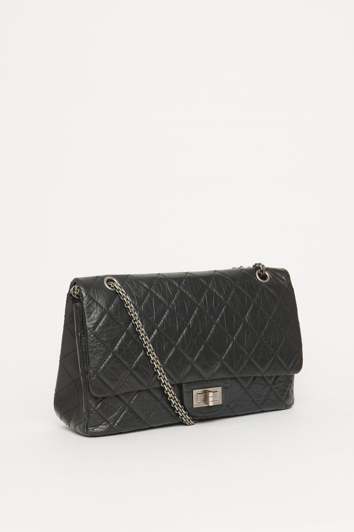 Black 2.55 Reissue Quilted Leather 227 Preowned Flap Bag