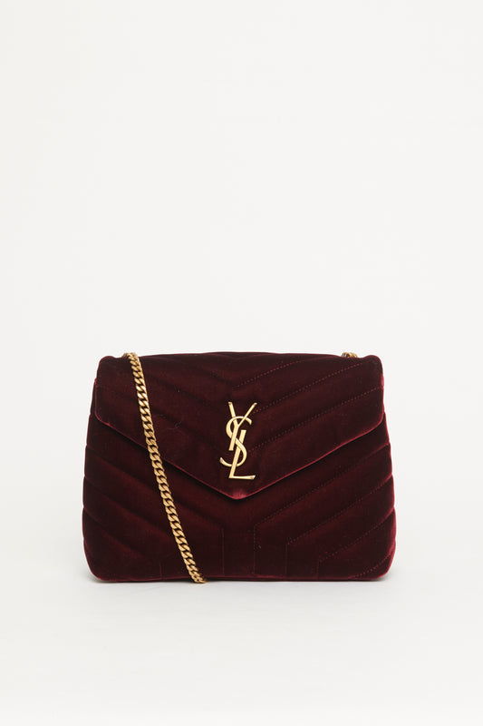 Burgundy Velvet Small Loulou Preowned Bag