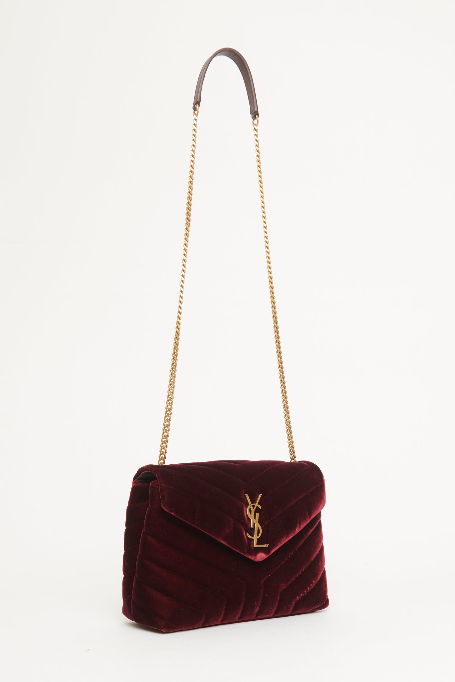 Burgundy Velvet Small Loulou Preowned Bag