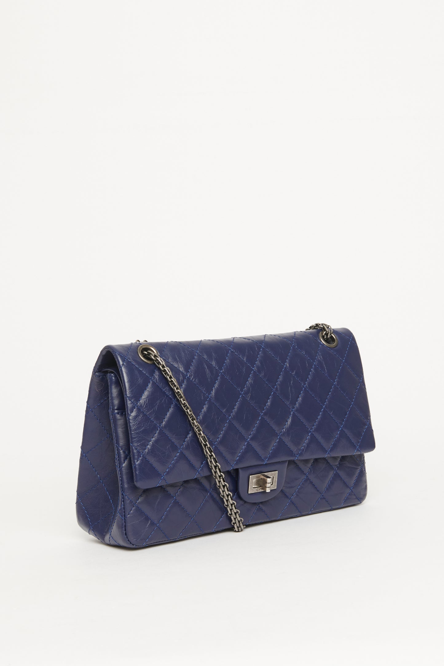 Blue 2.55 Reissue Quilted Leather 227 Preowned Flap Bag