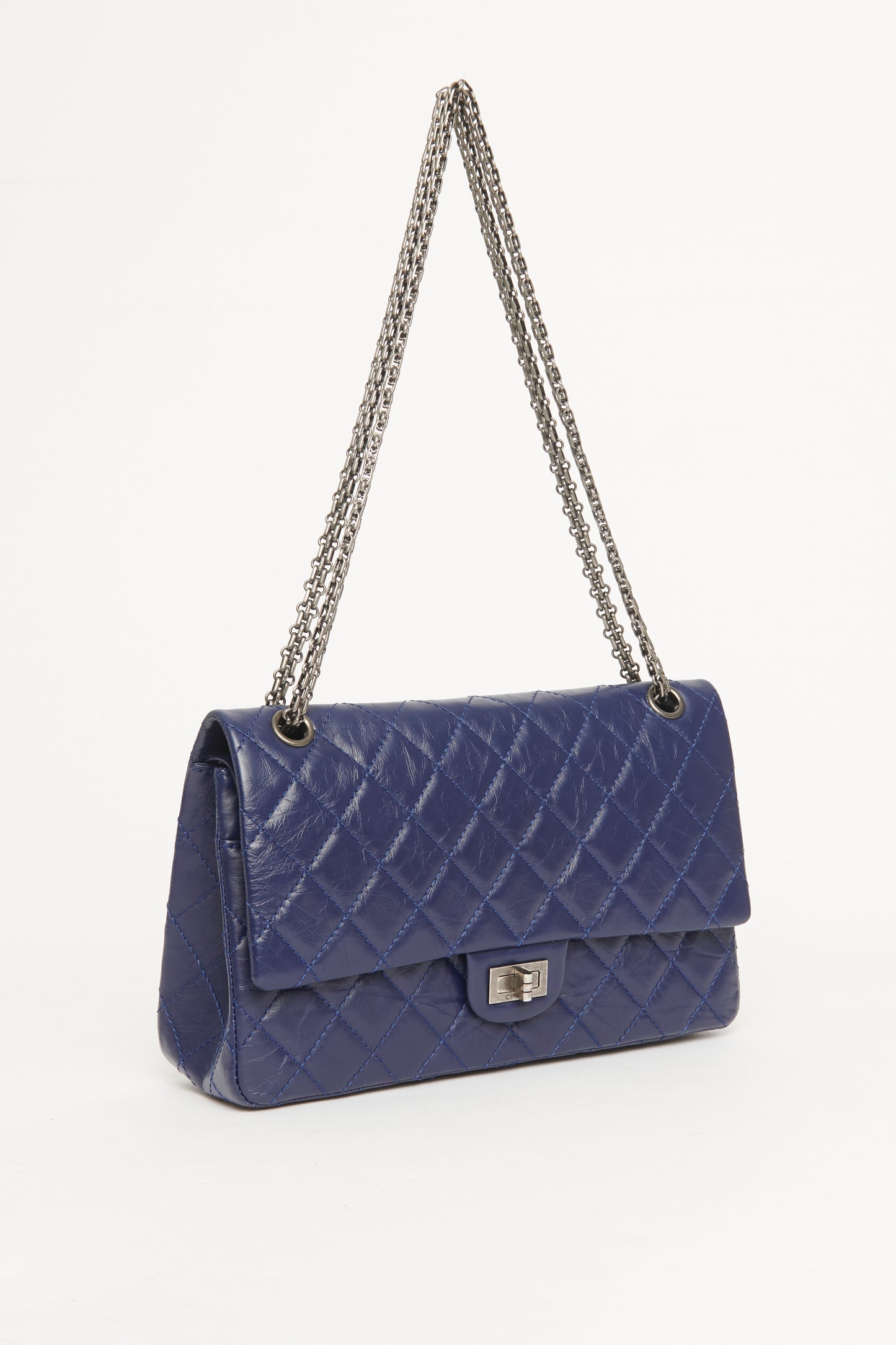 Blue 2.55 Reissue Quilted Leather 227 Preowned Flap Bag