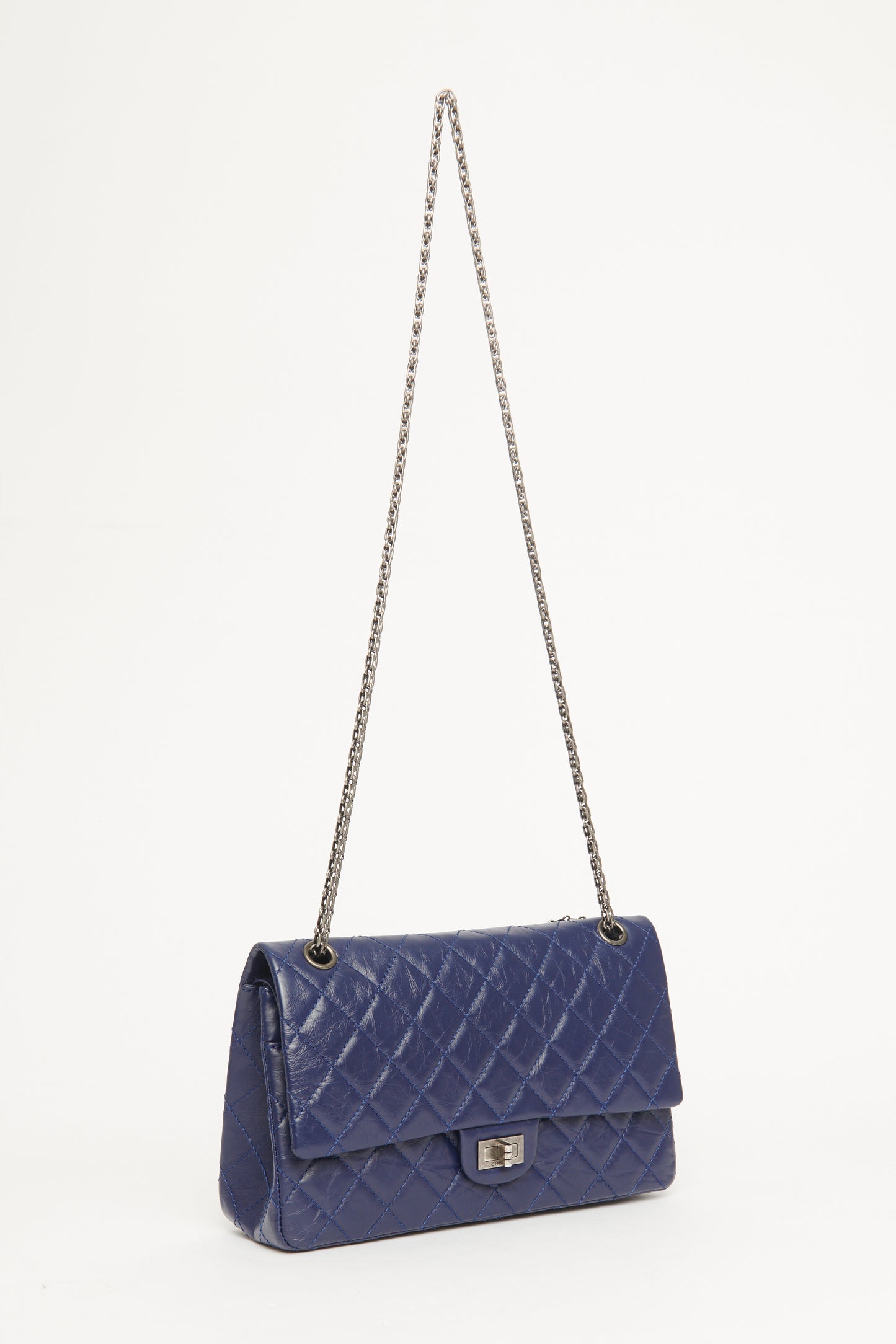 Blue 2.55 Reissue Quilted Leather 227 Preowned Flap Bag