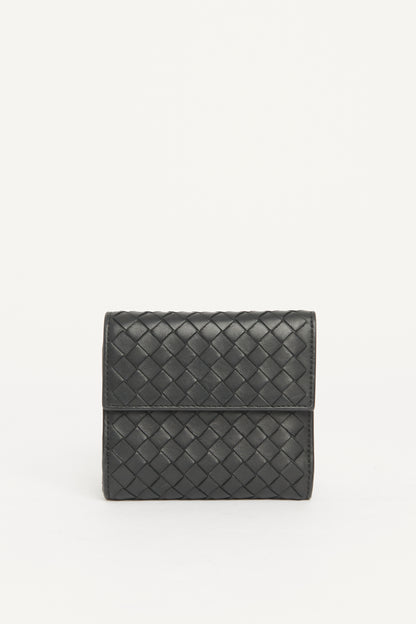 Black Nappa Intrecciato Trifold Preowned Wallet