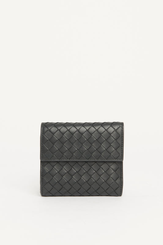 Black Nappa Intrecciato Trifold Preowned Wallet