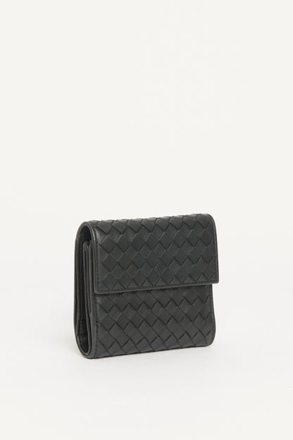 Black Nappa Intrecciato Trifold Preowned Wallet