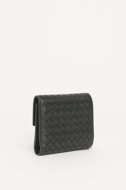 Black Nappa Intrecciato Trifold Preowned Wallet