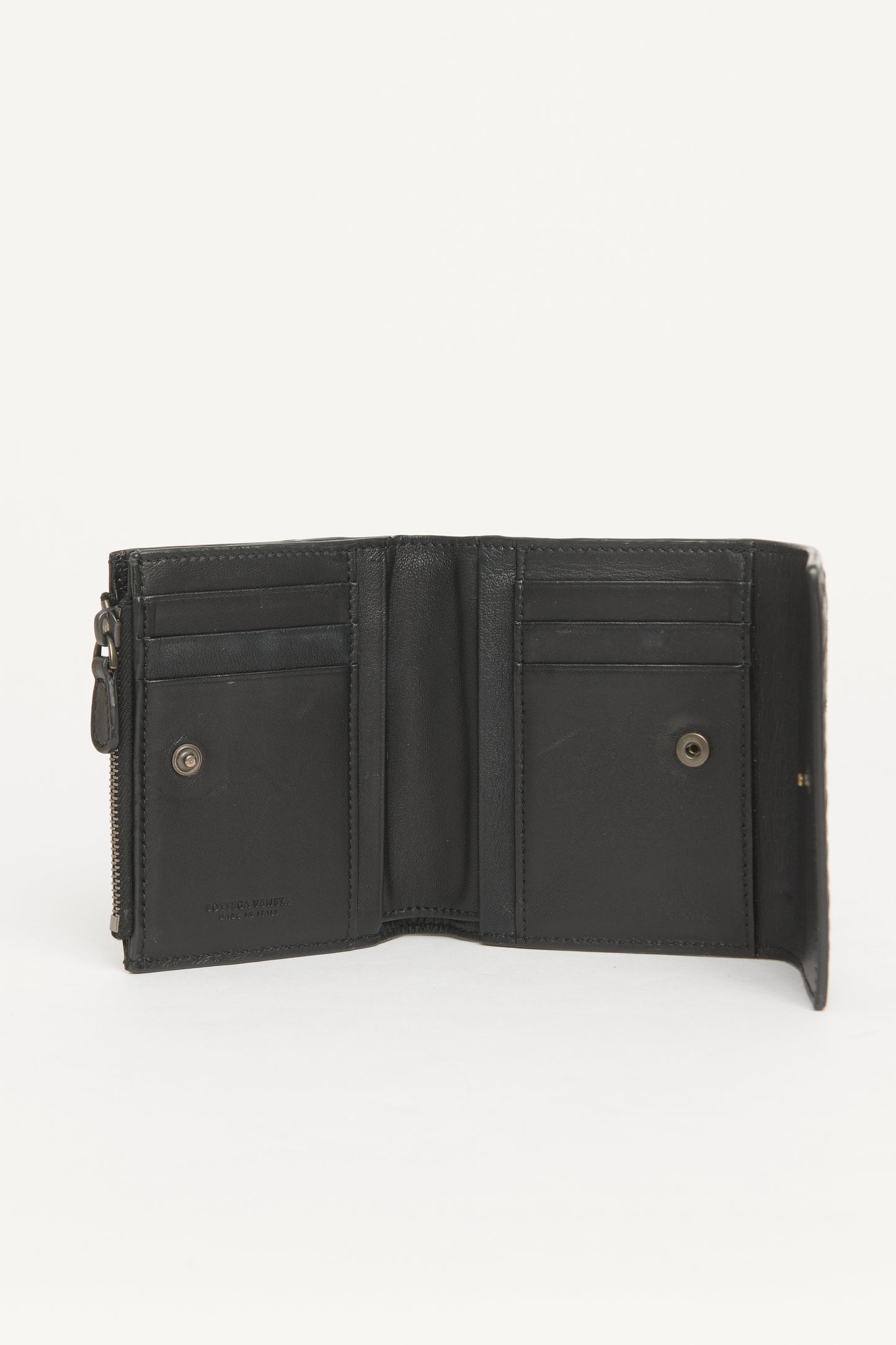 Black Nappa Intrecciato Trifold Preowned Wallet