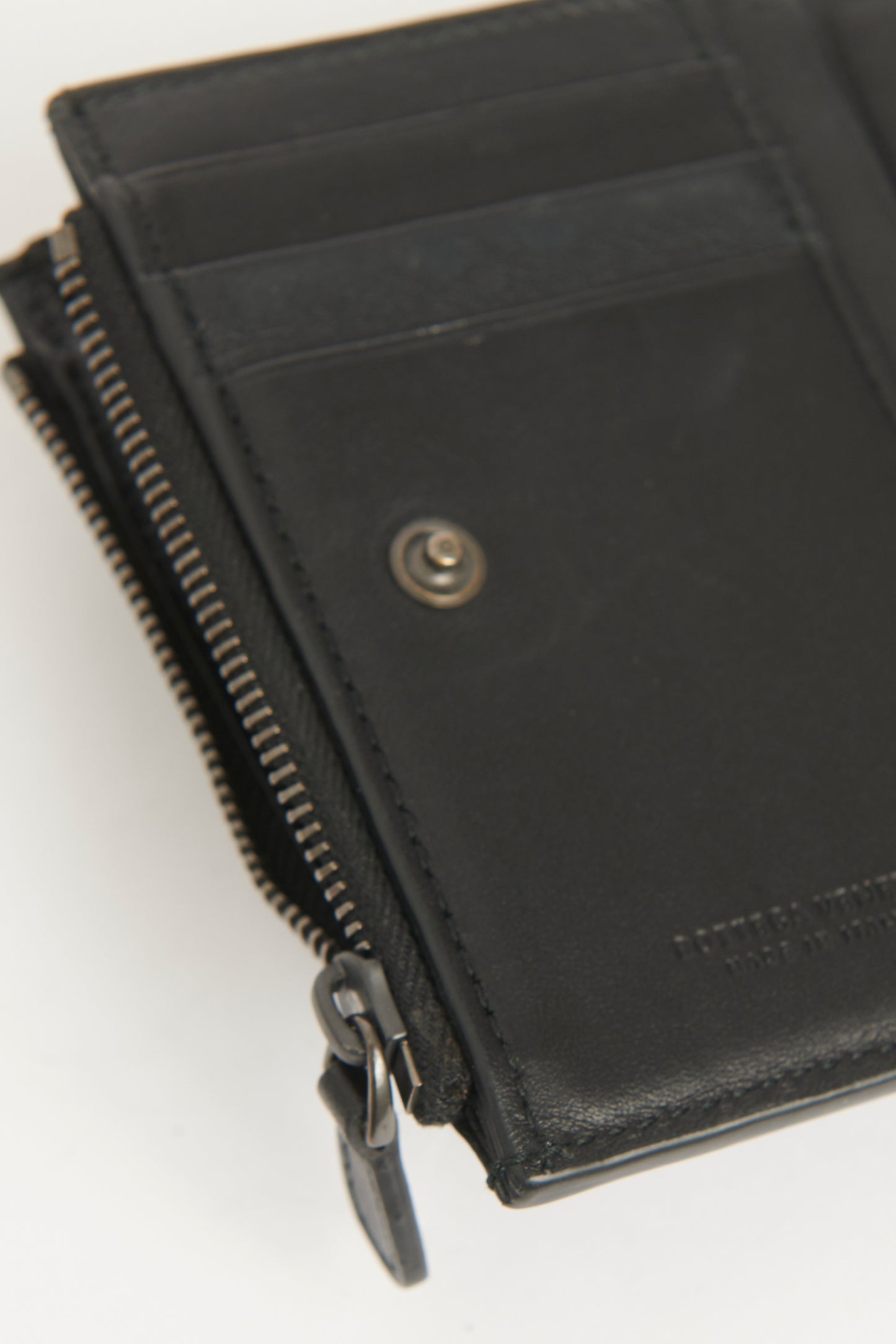 Black Nappa Intrecciato Trifold Preowned Wallet